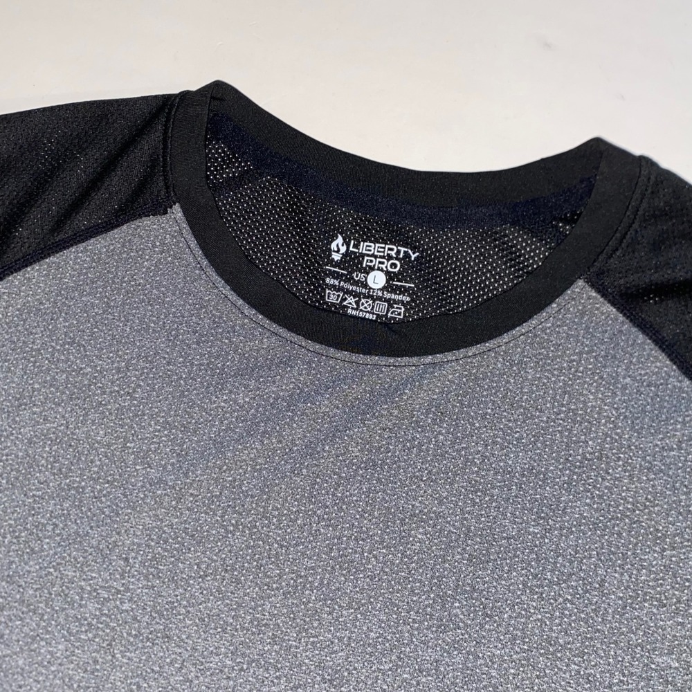 Liberty Pro Mens Short Sleeve Performance Mesh Shirt Grey Black Large BB219